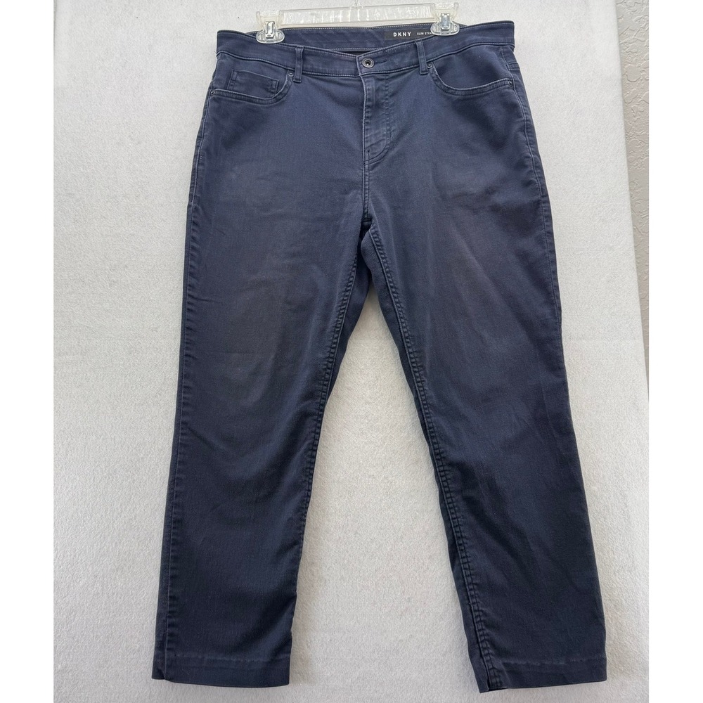 DKNY Slim Straight Chino Pants Mens Blue Casual Comfort Stretch W34 L30